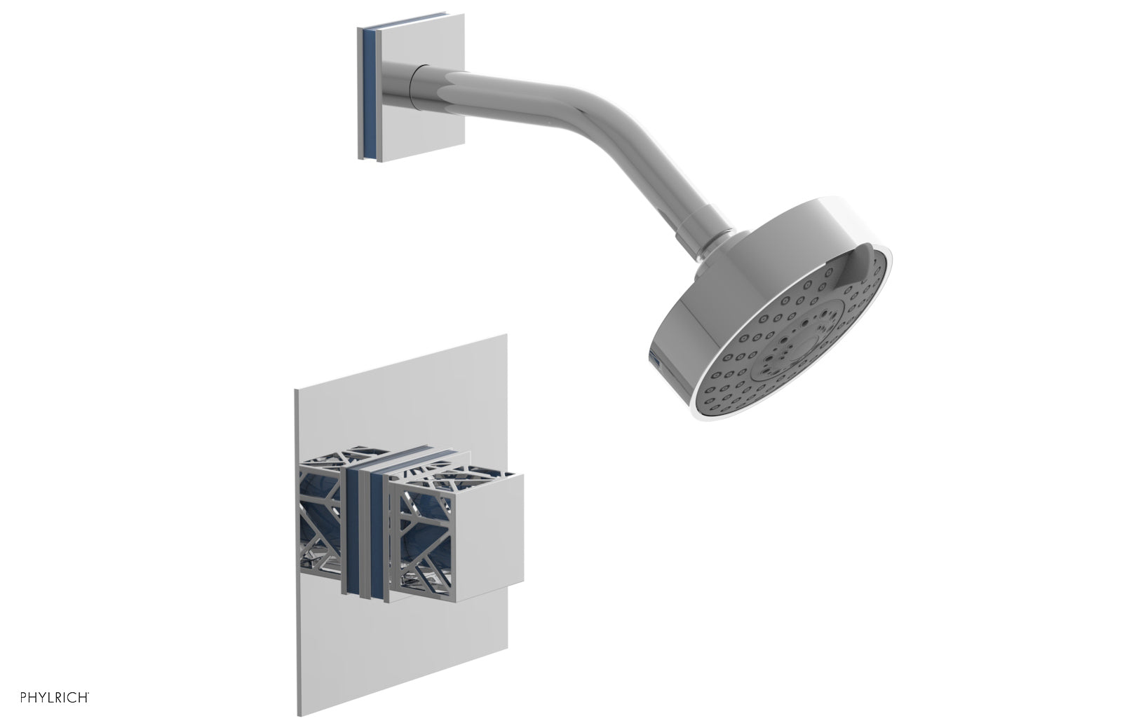 JOLIE Pressure Balance Shower Set - Square Handle with "Light Blue" Accents 222-22