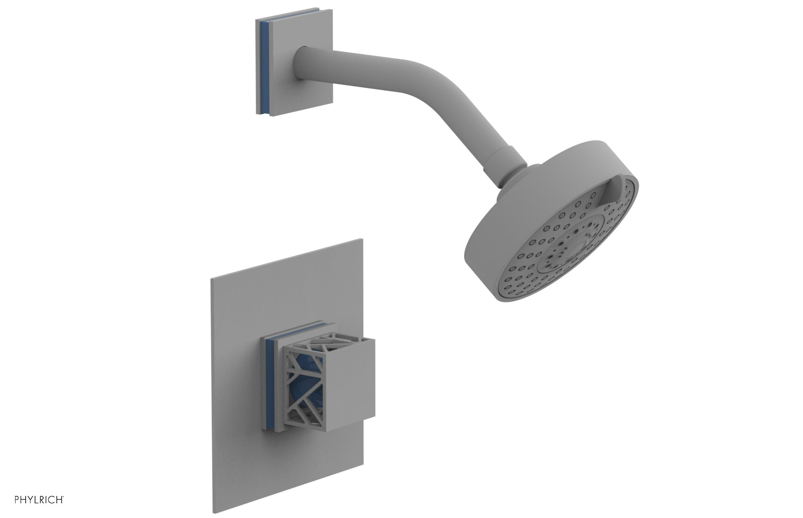 JOLIE Pressure Balance Shower Set - Square Handle with "Light Blue" Accents 222-22