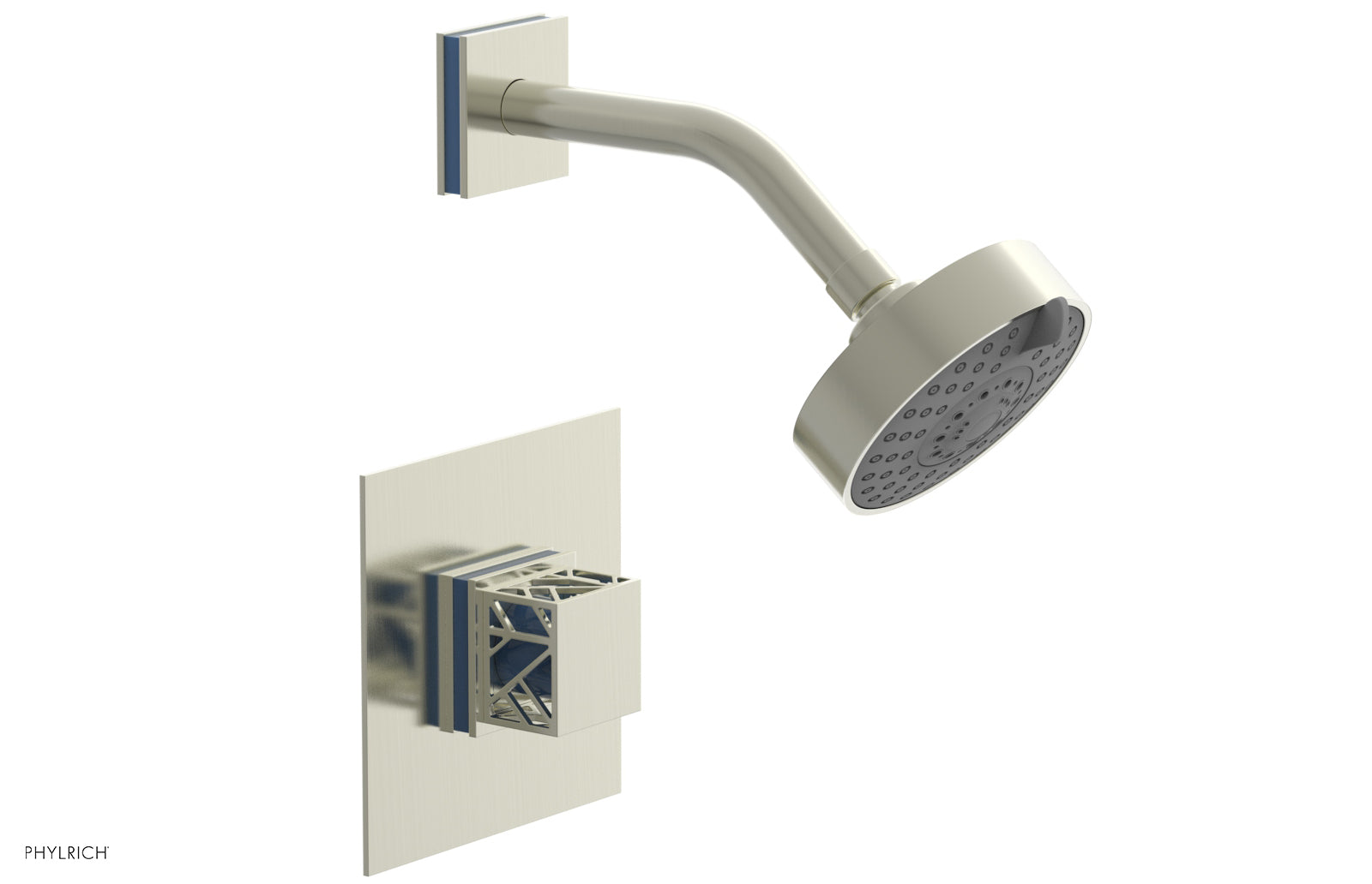 JOLIE Pressure Balance Shower Set - Square Handle with "Light Blue" Accents 222-22