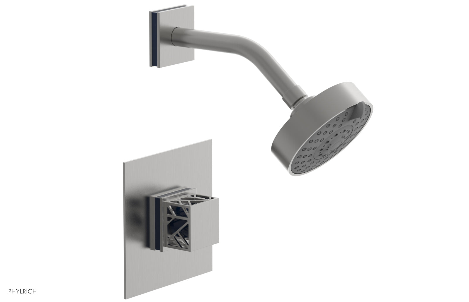 JOLIE Pressure Balance Shower Set - Square Handle with "Navy Blue" Accents 222-22