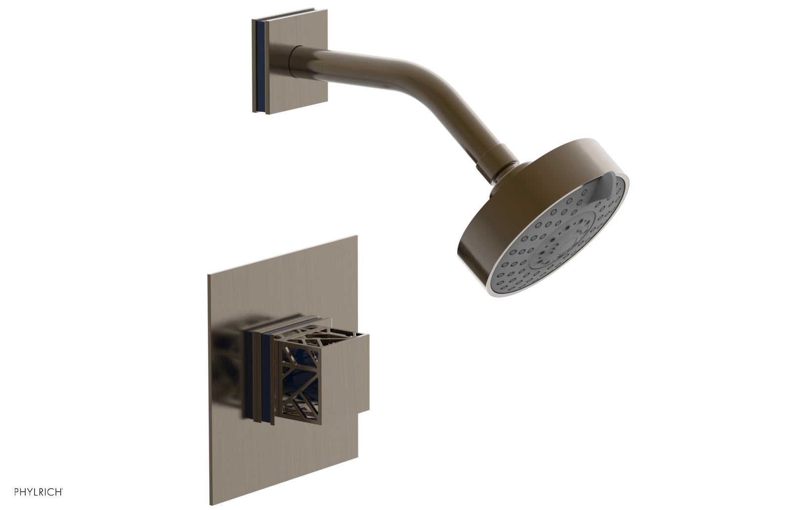 JOLIE Pressure Balance Shower Set - Square Handle with "Navy Blue" Accents 222-22