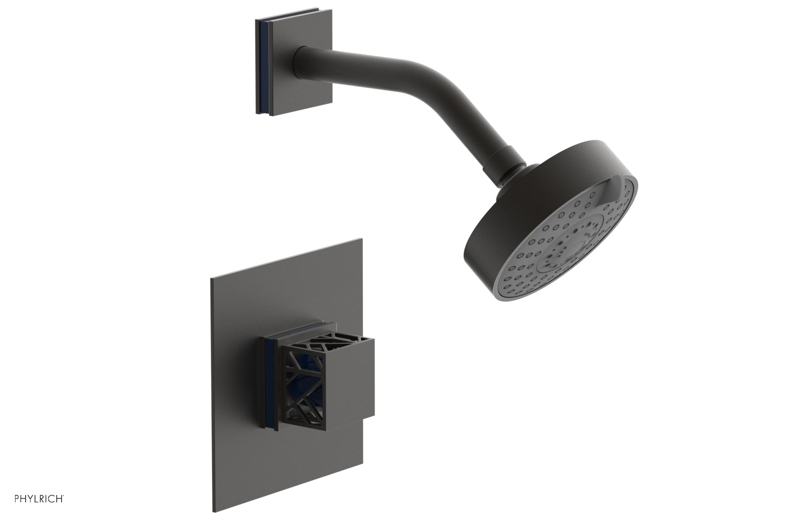 JOLIE Pressure Balance Shower Set - Square Handle with "Navy Blue" Accents 222-22