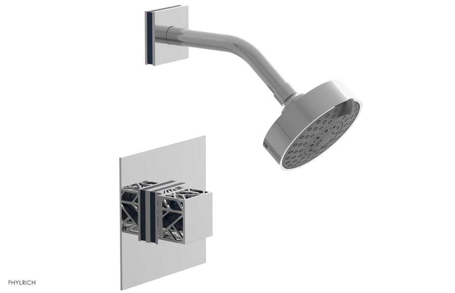 JOLIE Pressure Balance Shower Set - Square Handle with "Navy Blue" Accents 222-22