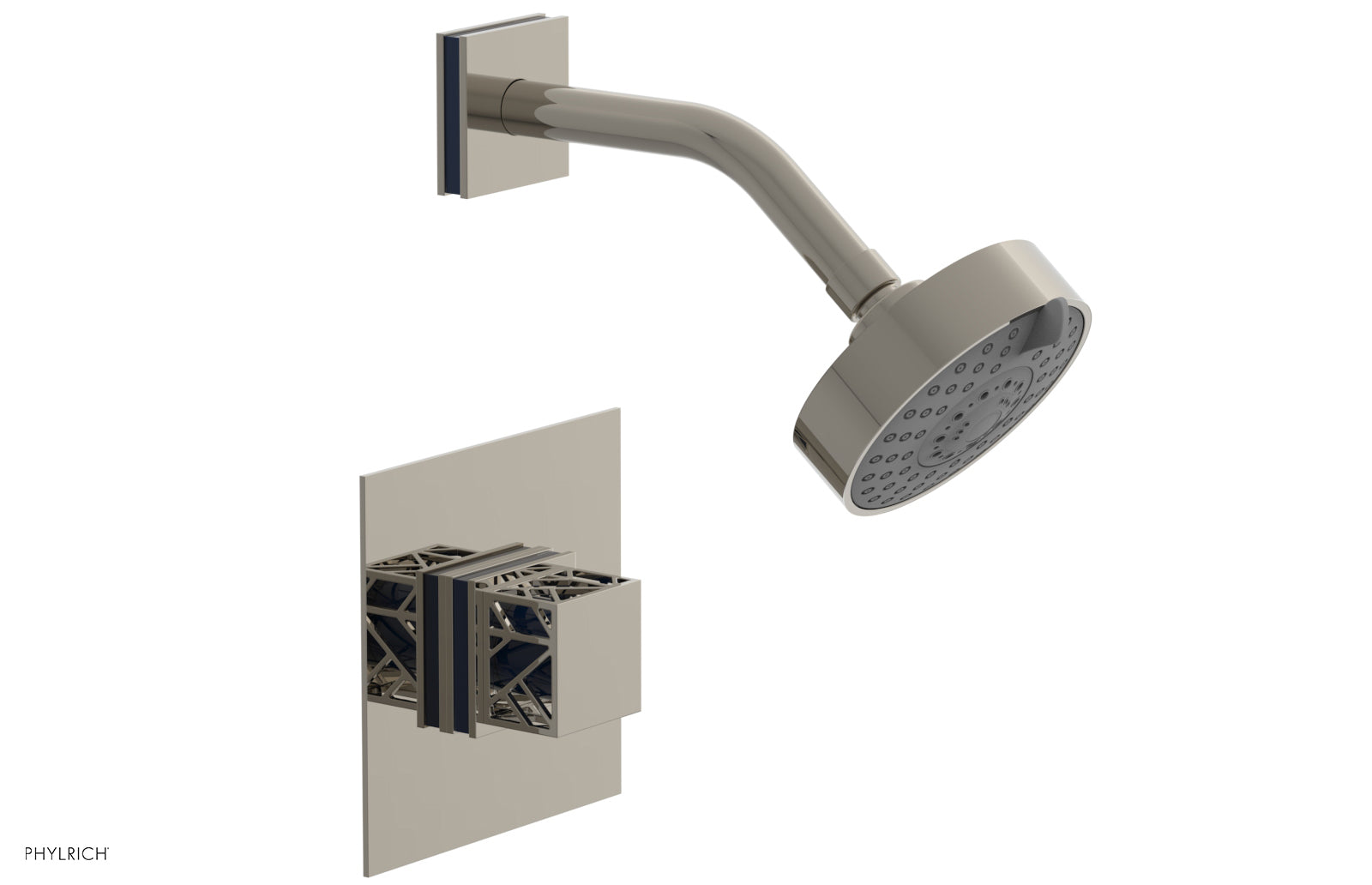 JOLIE Pressure Balance Shower Set - Square Handle with "Navy Blue" Accents 222-22