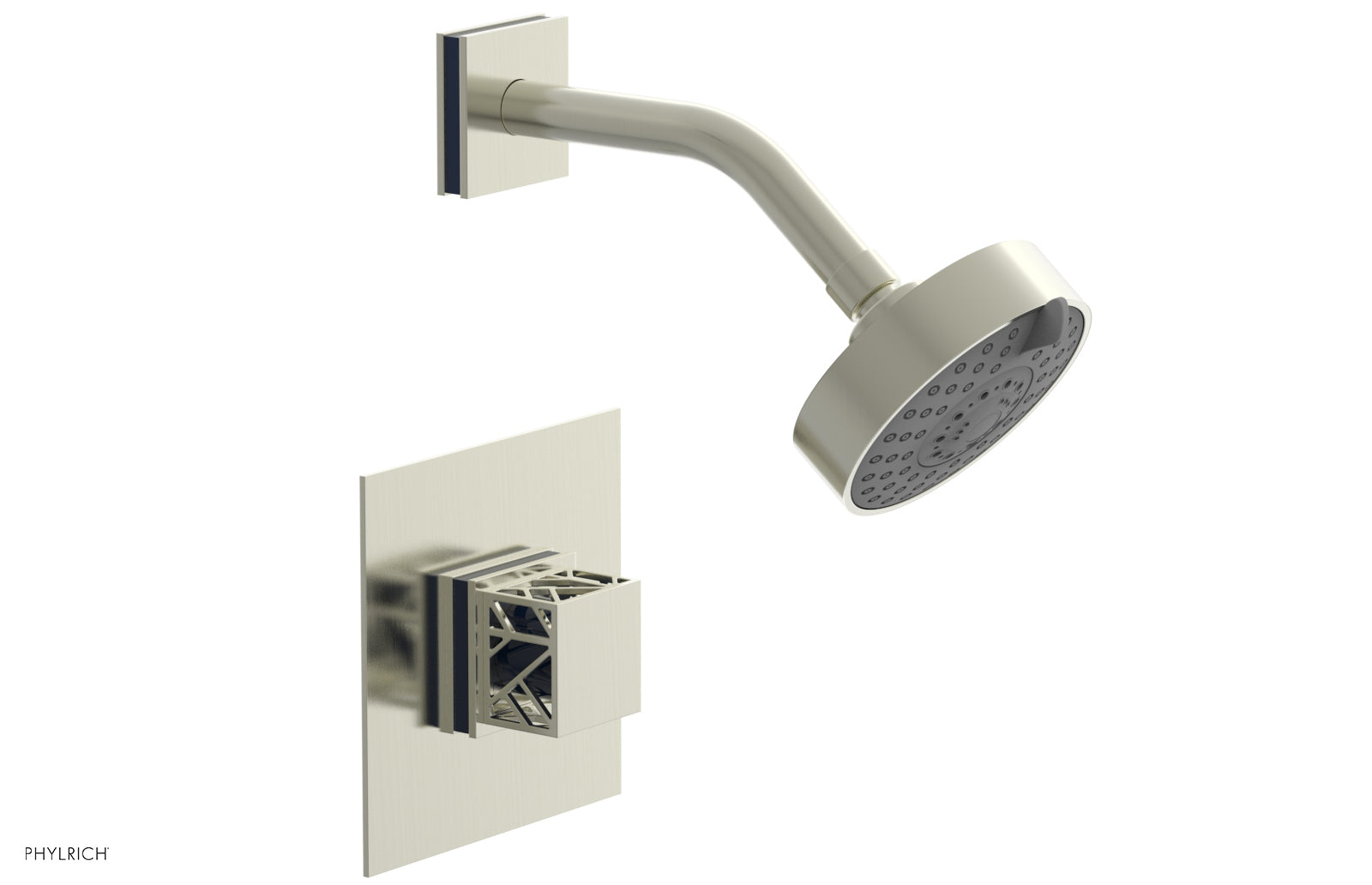 JOLIE Pressure Balance Shower Set - Square Handle with "Navy Blue" Accents 222-22
