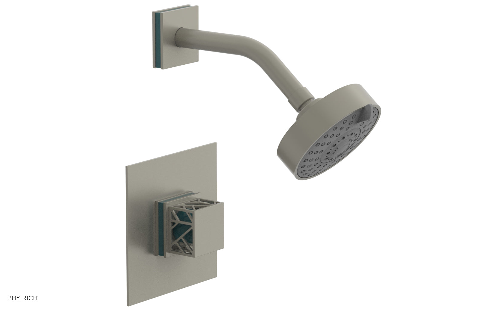 JOLIE Pressure Balance Shower Set - Square Handle with "Turquoise" Accents 222-22