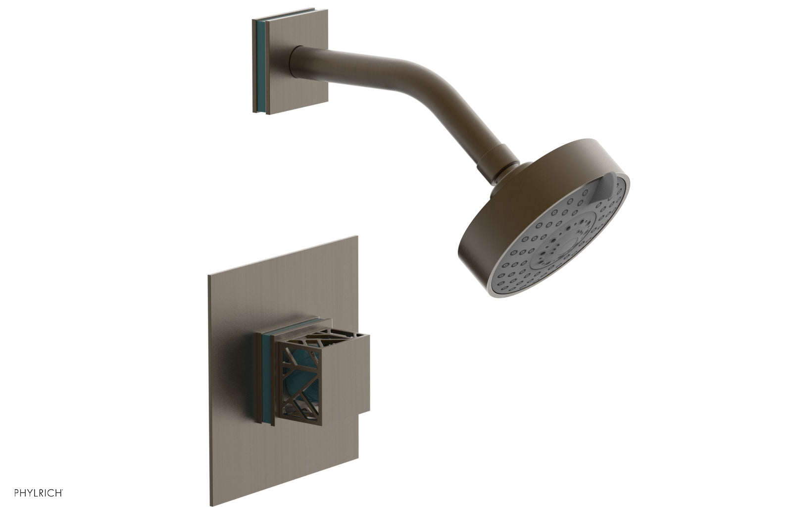 JOLIE Pressure Balance Shower Set - Square Handle with "Turquoise" Accents 222-22