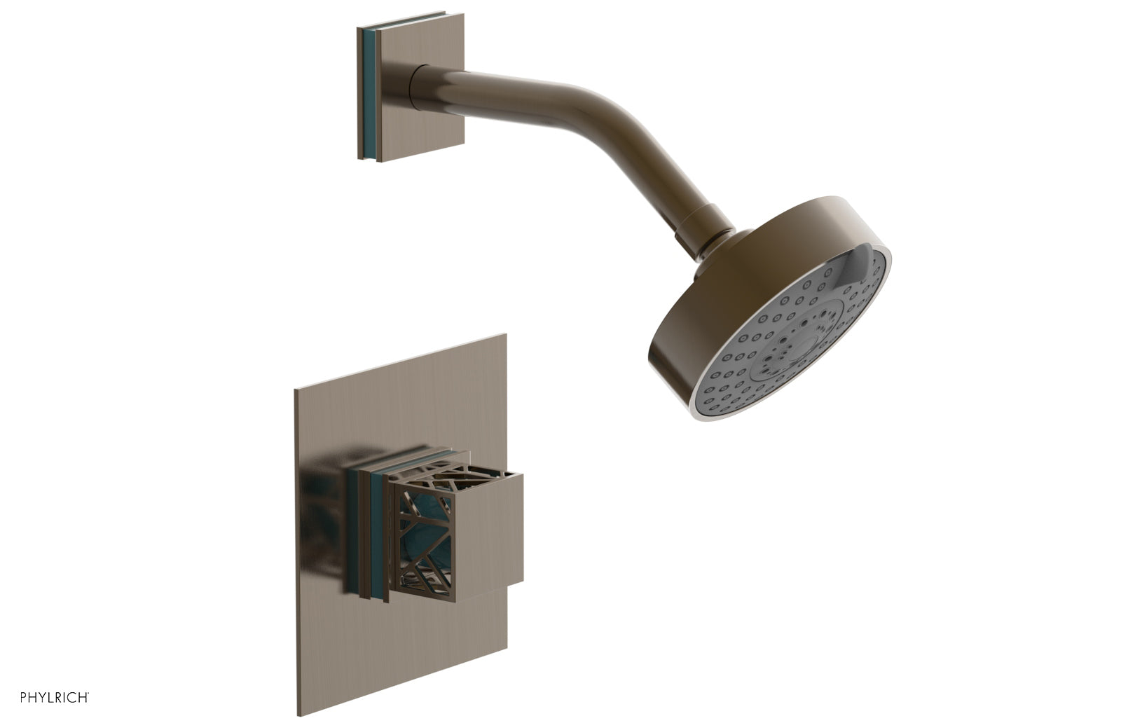 JOLIE Pressure Balance Shower Set - Square Handle with "Turquoise" Accents 222-22