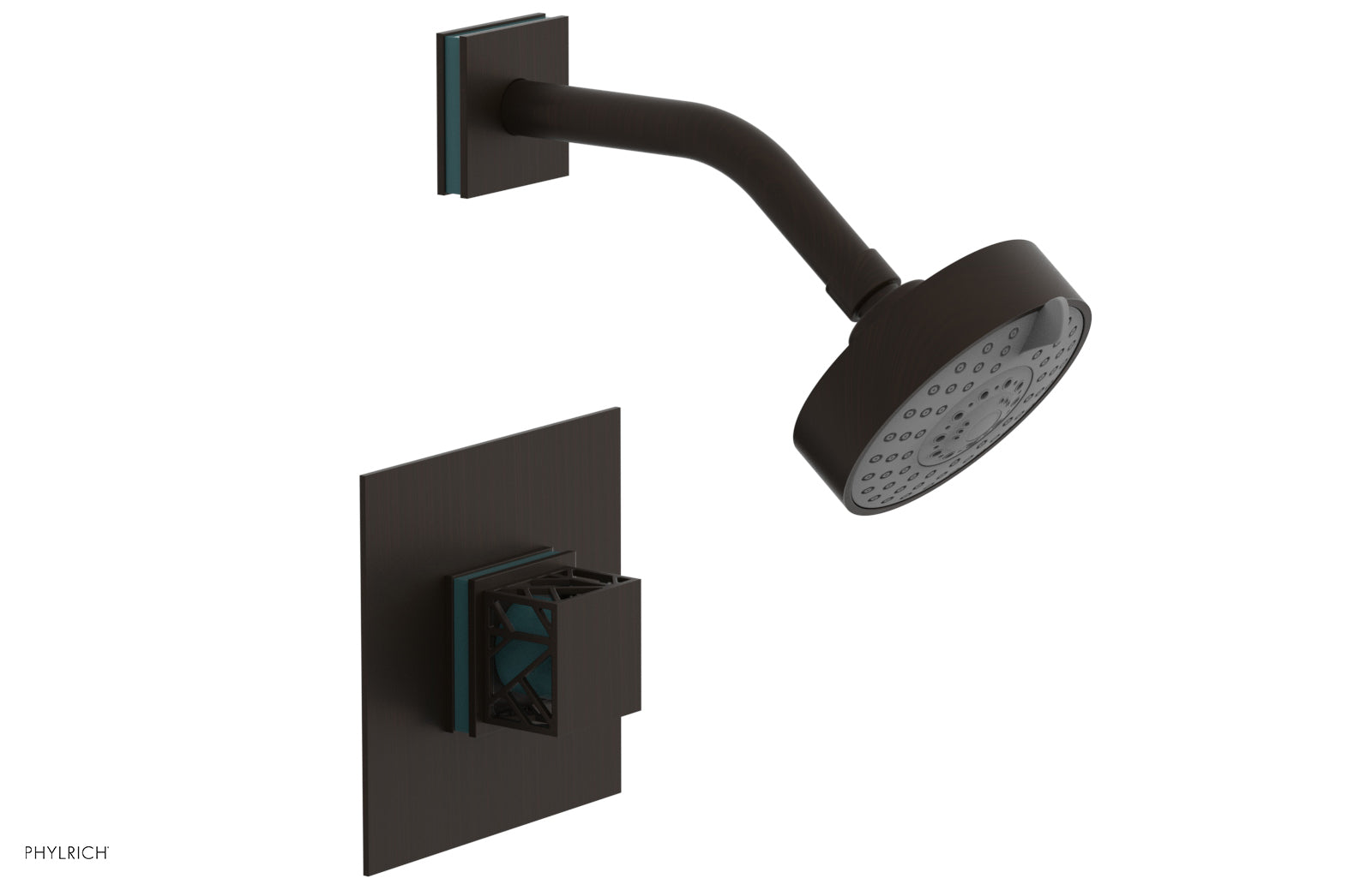 JOLIE Pressure Balance Shower Set - Square Handle with "Turquoise" Accents 222-22