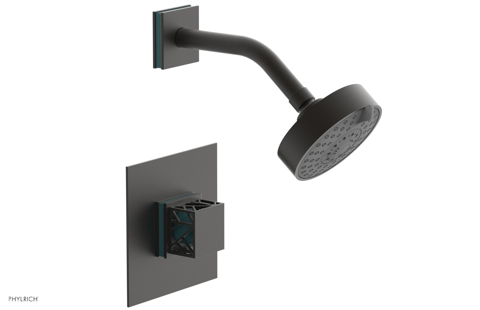 JOLIE Pressure Balance Shower Set - Square Handle with "Turquoise" Accents 222-22
