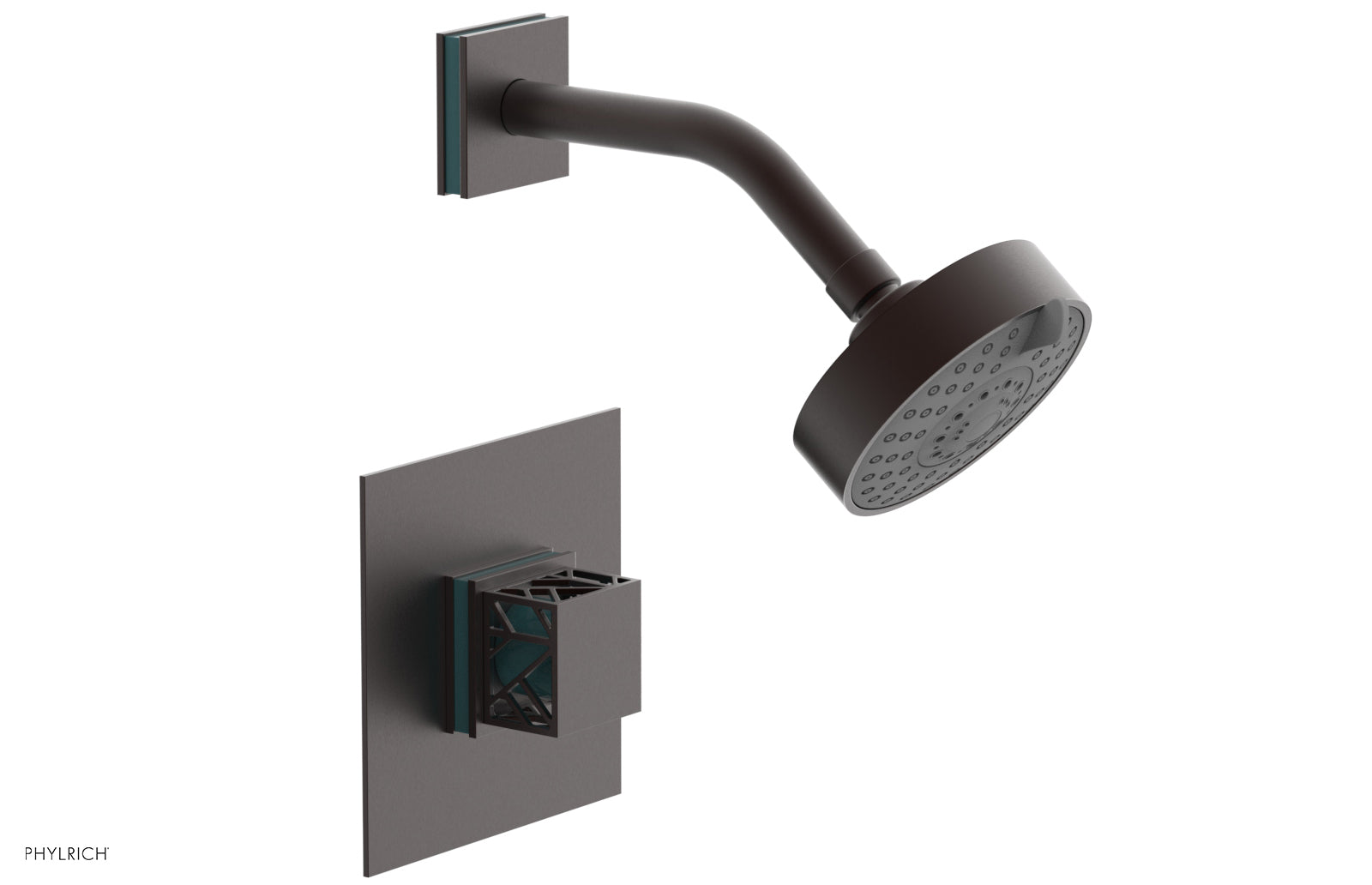 JOLIE Pressure Balance Shower Set - Square Handle with "Turquoise" Accents 222-22