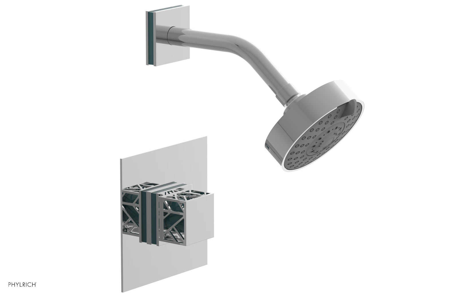 JOLIE Pressure Balance Shower Set - Square Handle with "Turquoise" Accents 222-22
