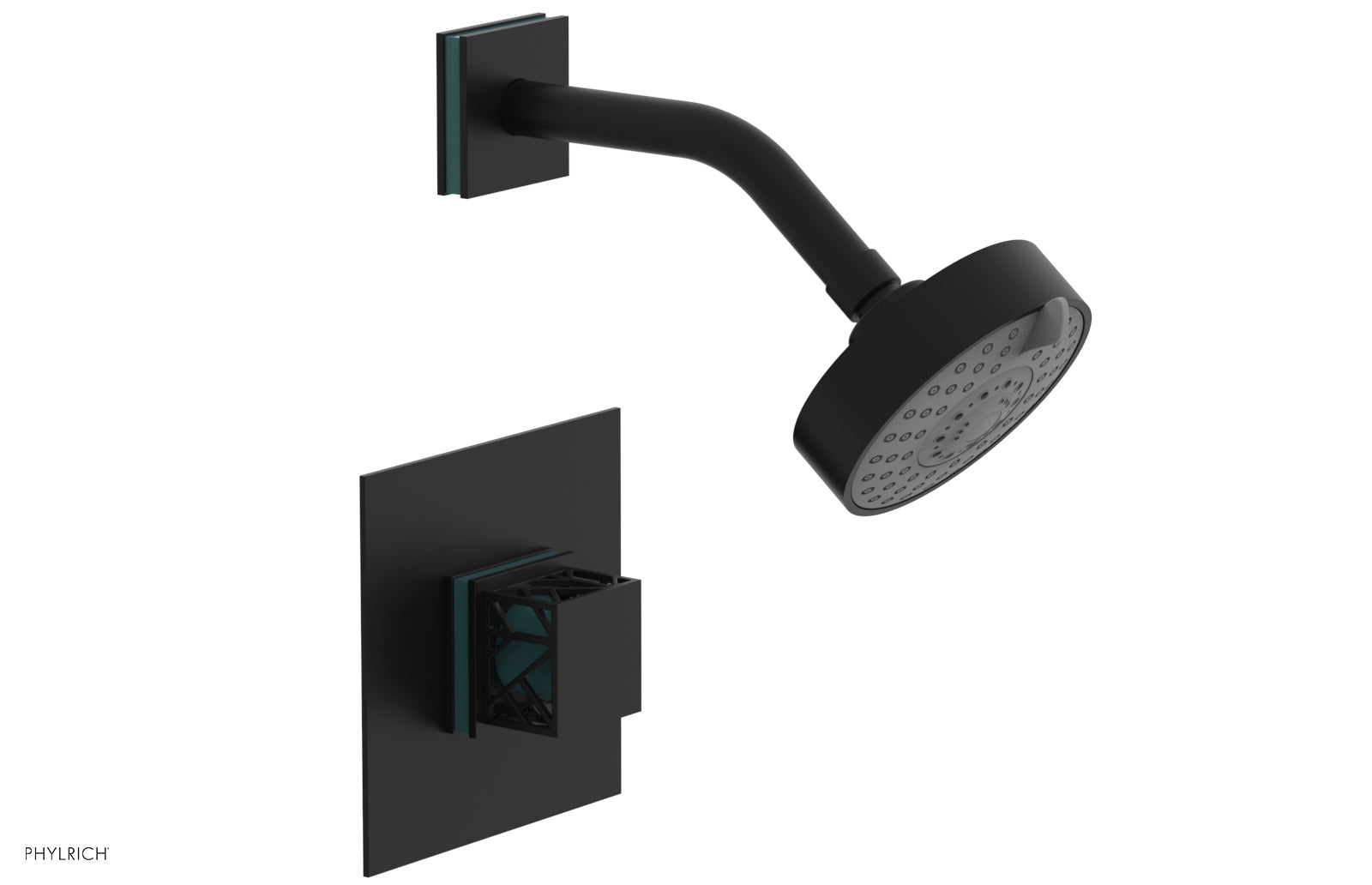 JOLIE Pressure Balance Shower Set - Square Handle with "Turquoise" Accents 222-22