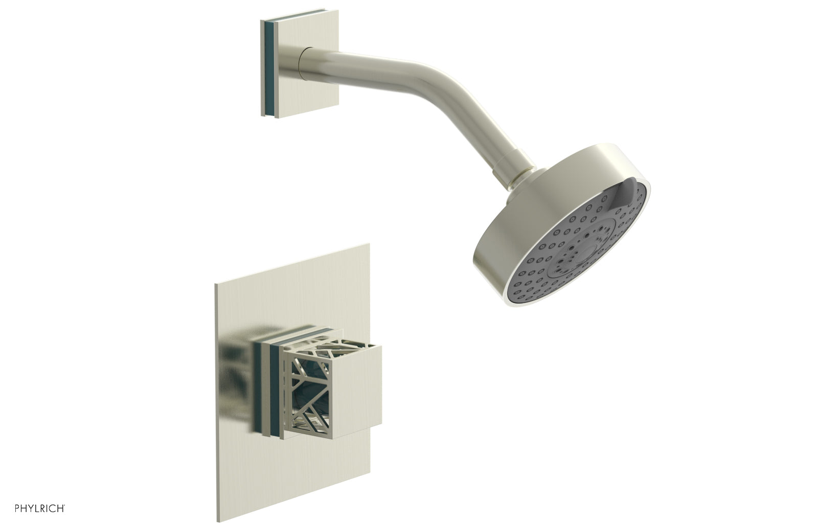 JOLIE Pressure Balance Shower Set - Square Handle with "Turquoise" Accents 222-22