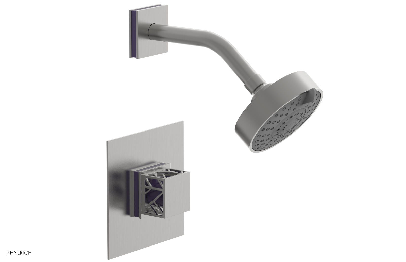 JOLIE Pressure Balance Shower Set - Square Handle with "Purple" Accents 222-22