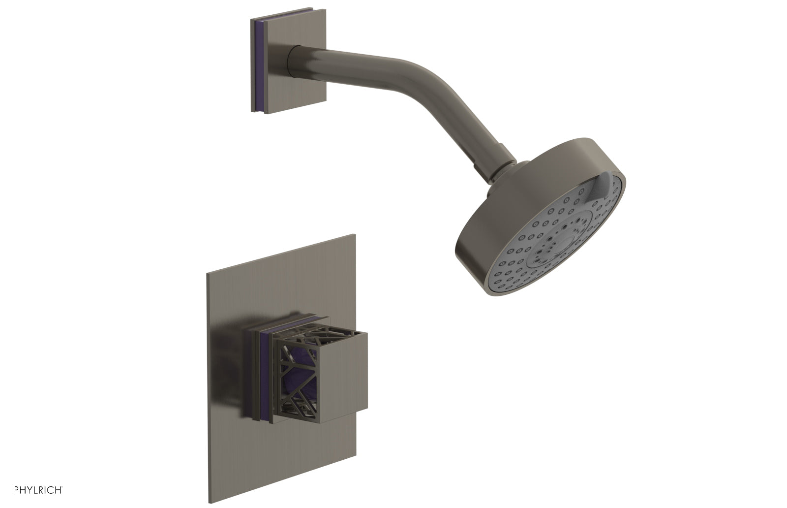 JOLIE Pressure Balance Shower Set - Square Handle with "Purple" Accents 222-22