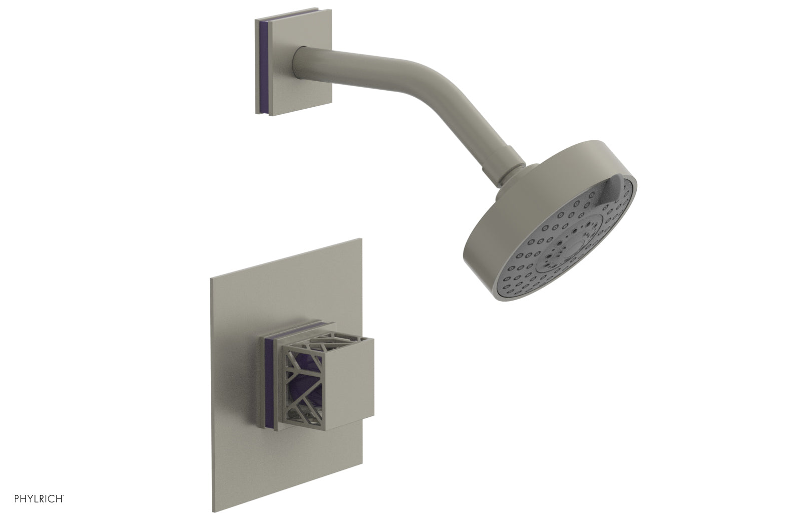 JOLIE Pressure Balance Shower Set - Square Handle with "Purple" Accents 222-22
