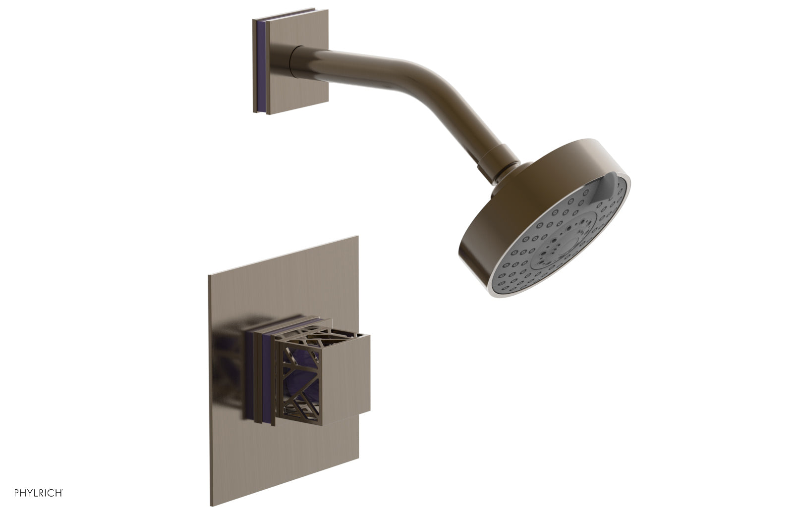 JOLIE Pressure Balance Shower Set - Square Handle with "Purple" Accents 222-22
