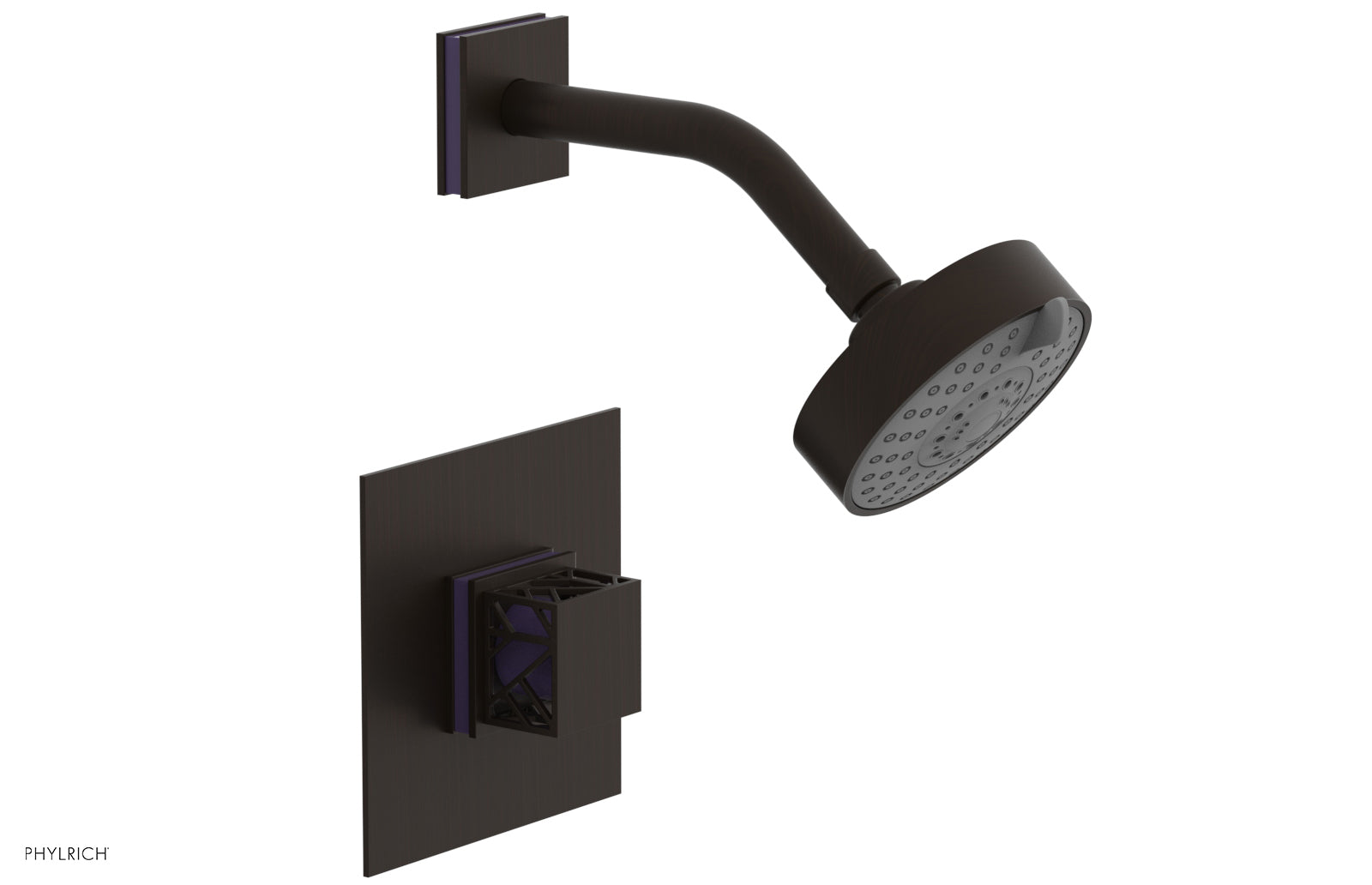 JOLIE Pressure Balance Shower Set - Square Handle with "Purple" Accents 222-22