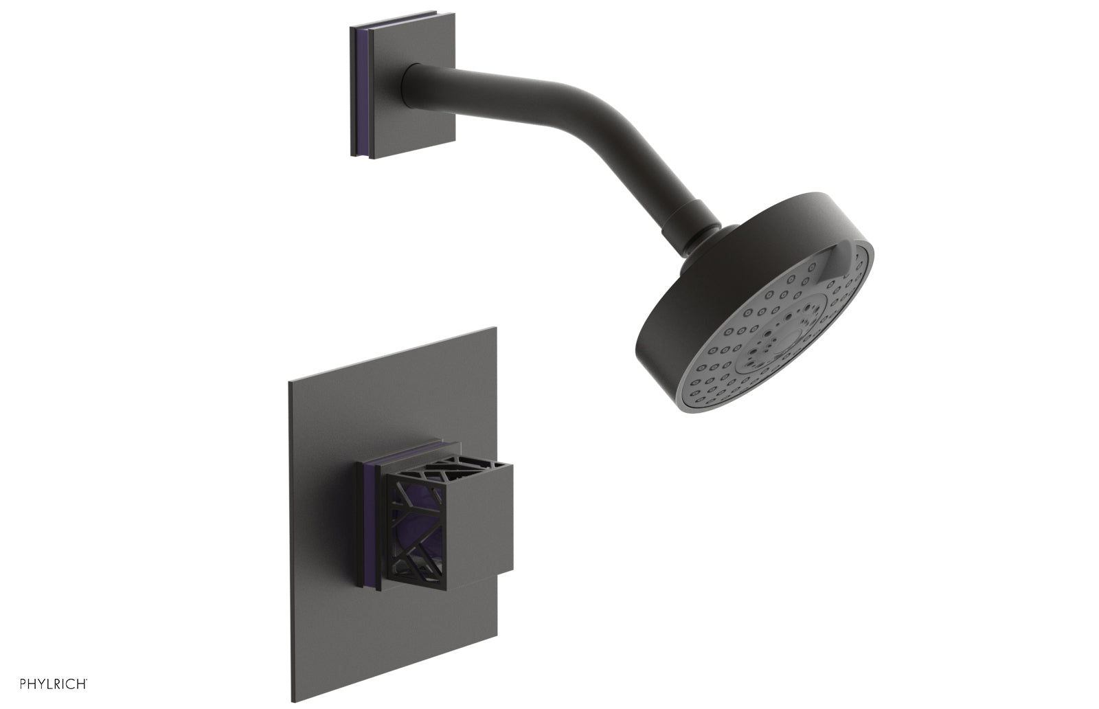 JOLIE Pressure Balance Shower Set - Square Handle with "Purple" Accents 222-22