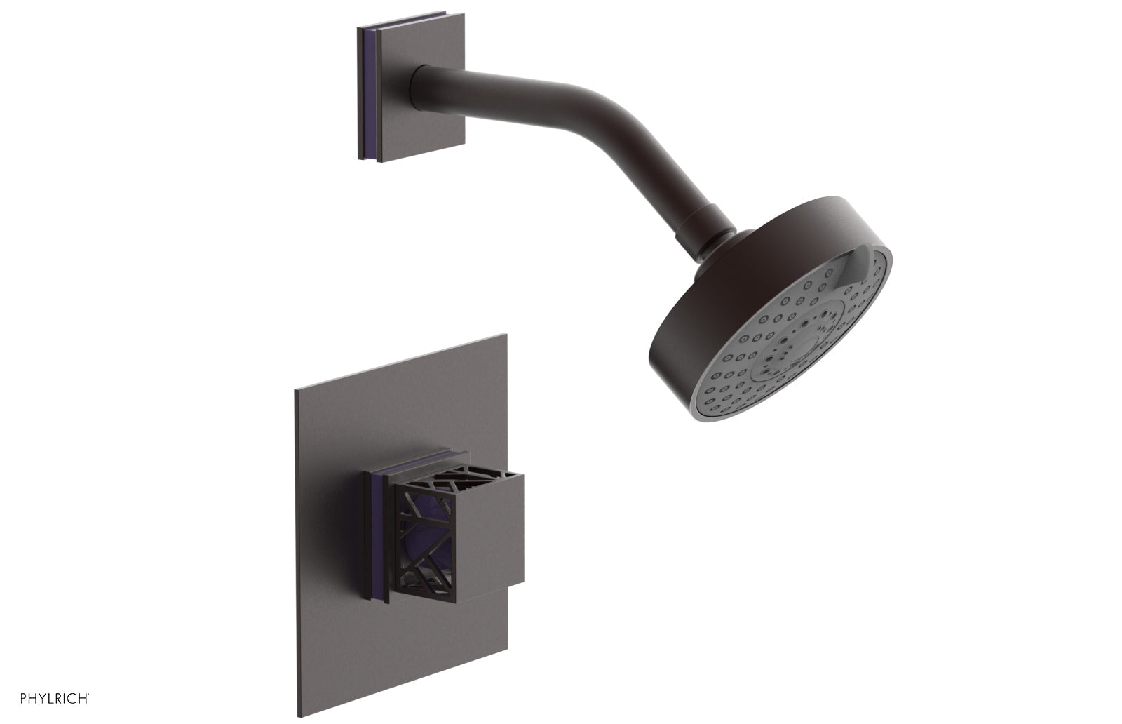JOLIE Pressure Balance Shower Set - Square Handle with "Purple" Accents 222-22