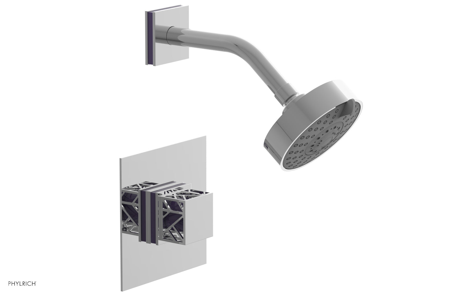JOLIE Pressure Balance Shower Set - Square Handle with "Purple" Accents 222-22