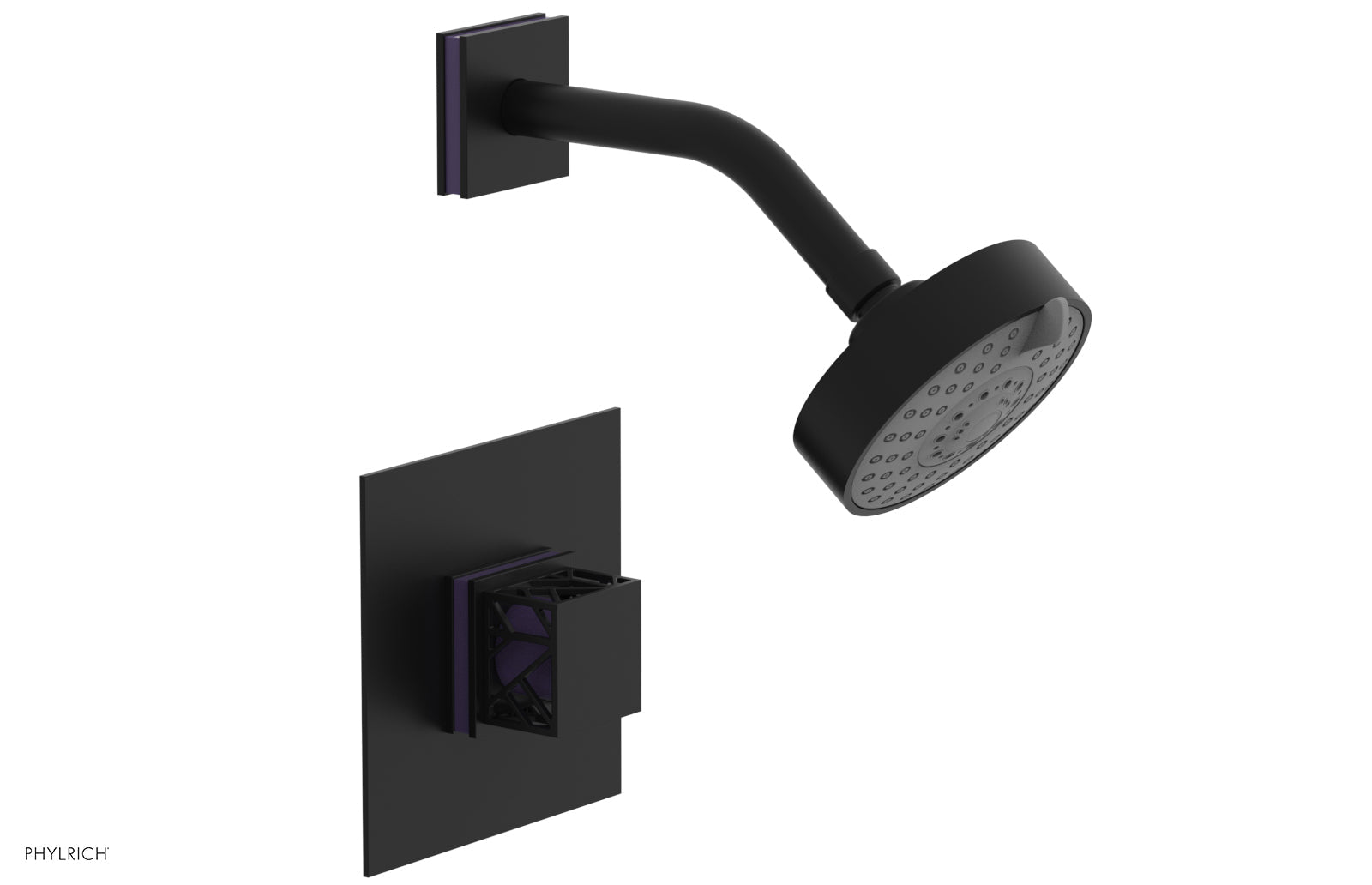JOLIE Pressure Balance Shower Set - Square Handle with "Purple" Accents 222-22