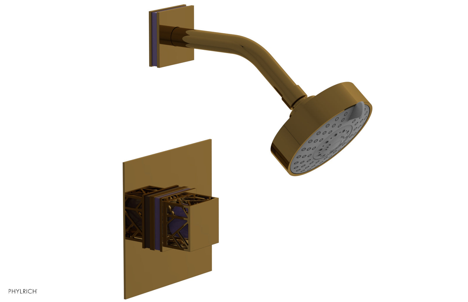 JOLIE Pressure Balance Shower Set - Square Handle with "Purple" Accents 222-22