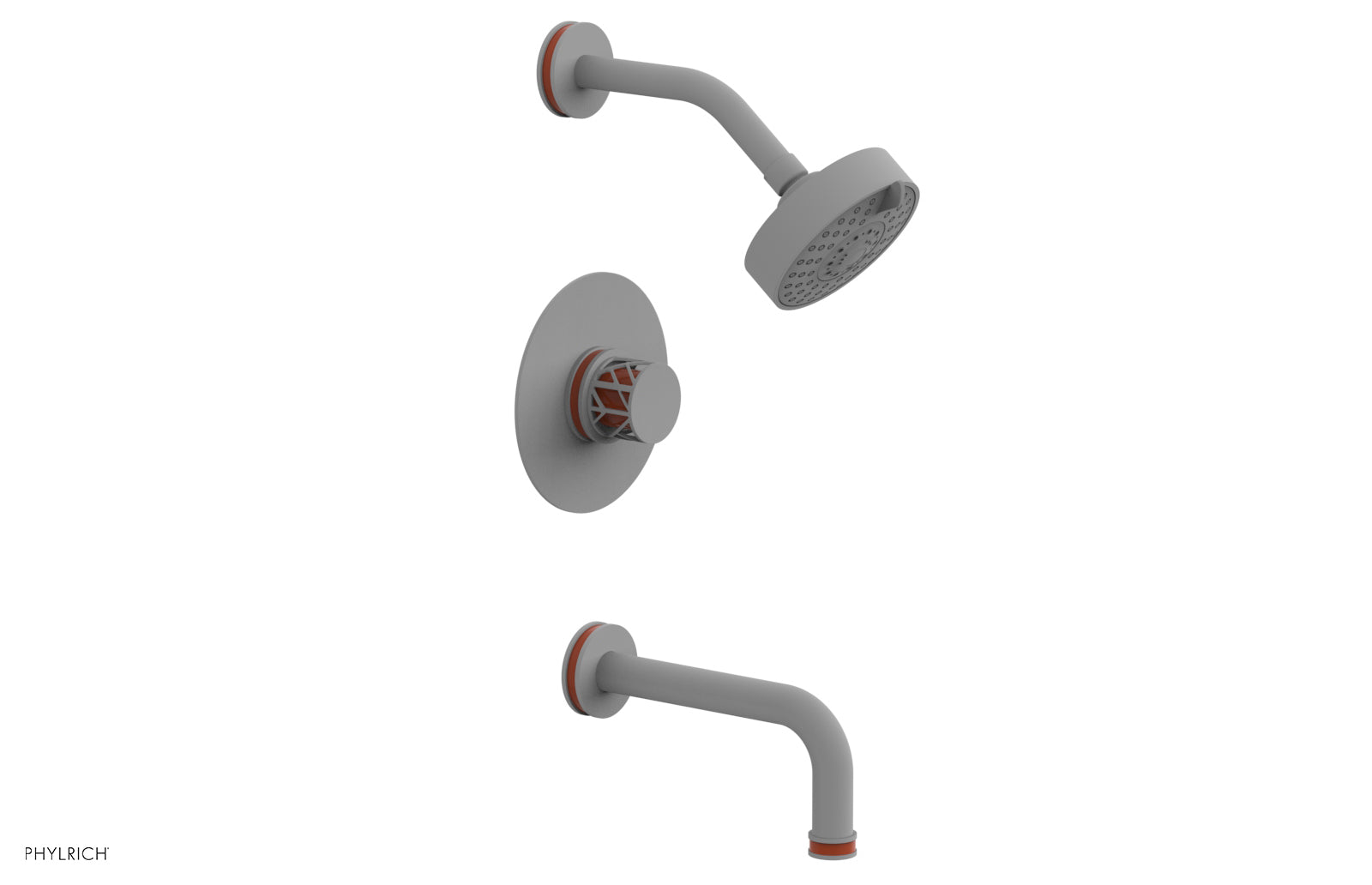 JOLIE Pressure Balance Tub and Shower Set - Round Handle wth "Orange" Accents 222-26