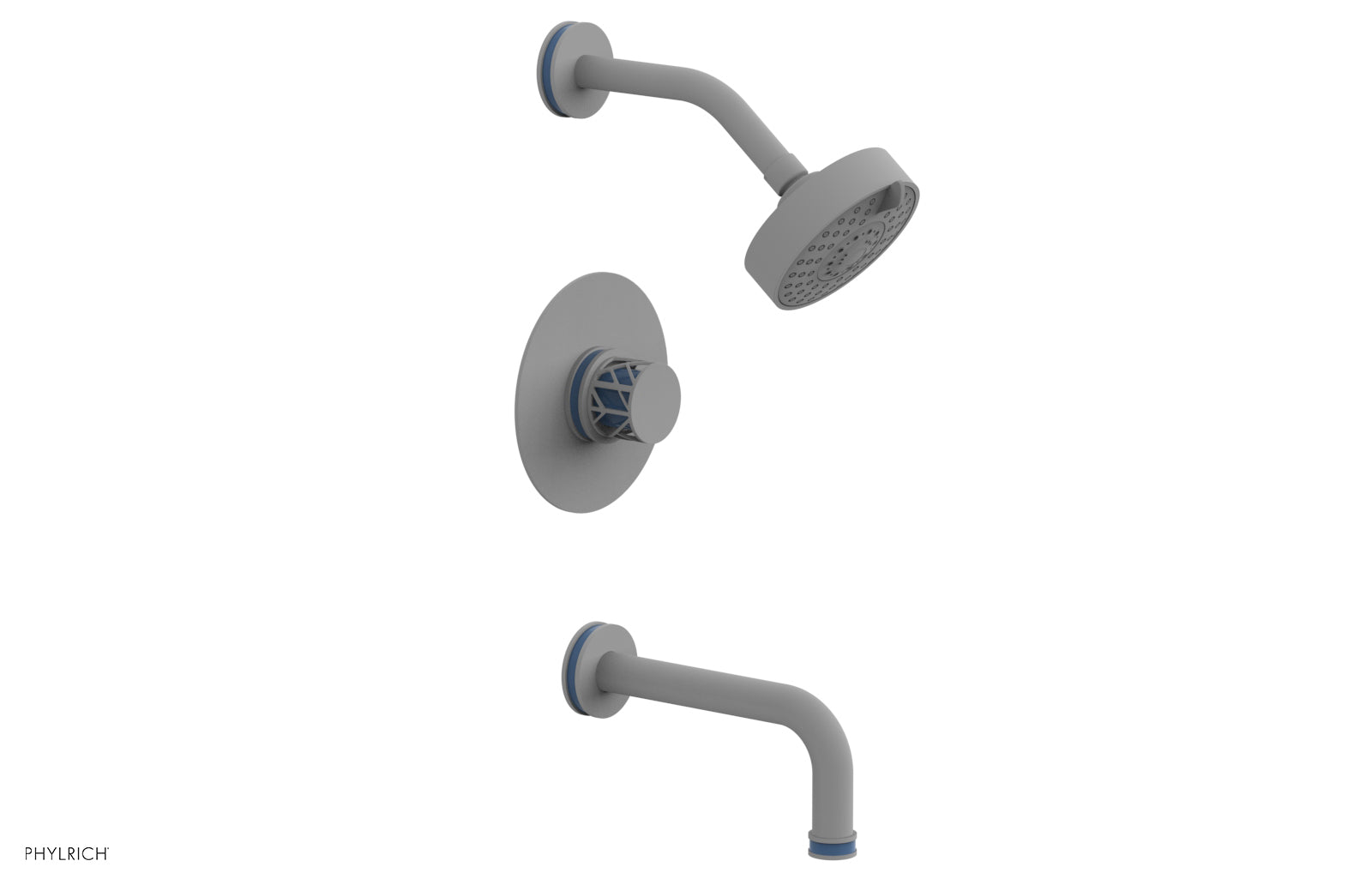 JOLIE Pressure Balance Tub and Shower Set - Round Handle wth "Light Blue" Accents 222-26