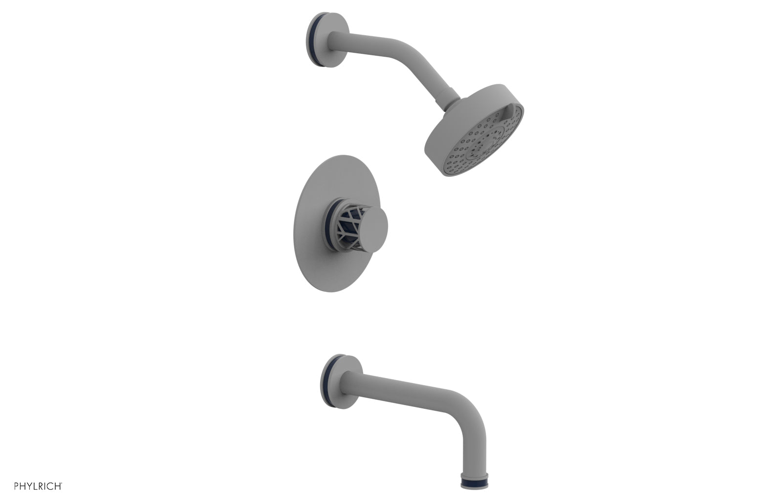 JOLIE Pressure Balance Tub and Shower Set - Round Handle wth "Navy Blue" Accents 222-26