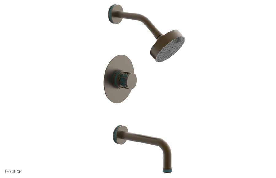 JOLIE Pressure Balance Tub and Shower Set - Round Handle wth "Turquoise" Accents 222-26