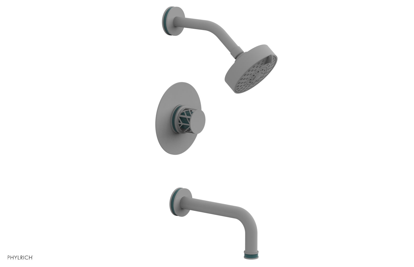 JOLIE Pressure Balance Tub and Shower Set - Round Handle wth "Turquoise" Accents 222-26