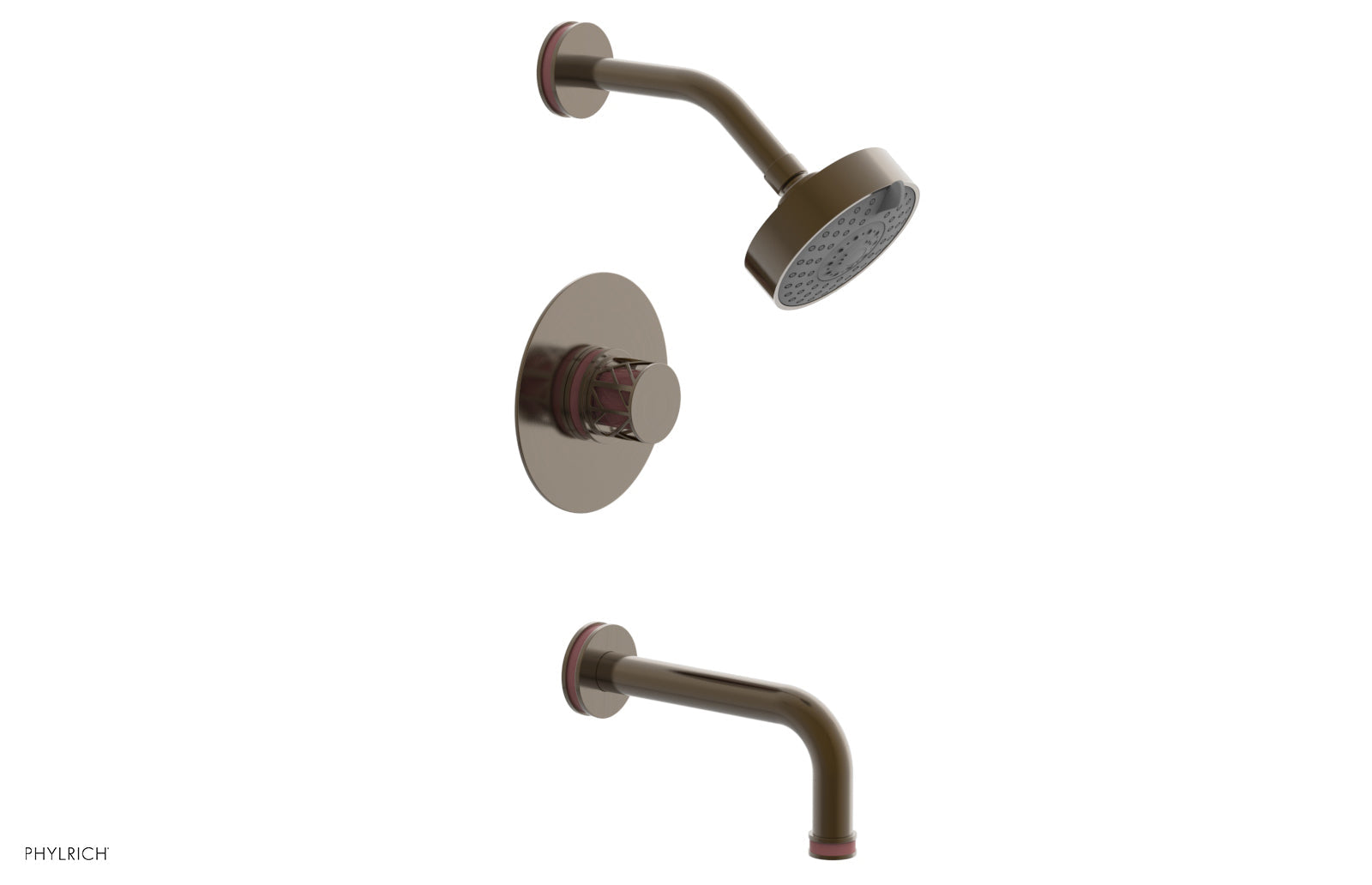 JOLIE Pressure Balance Tub and Shower Set - Round Handle wth "Pink" Accents 222-26