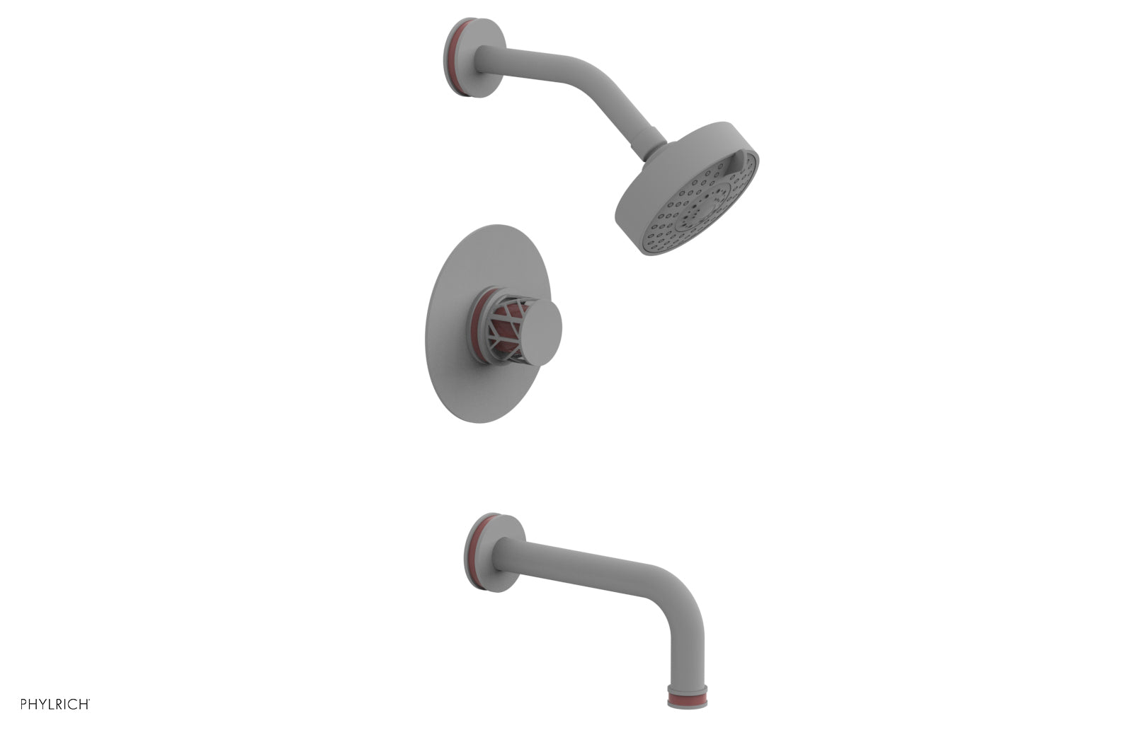 JOLIE Pressure Balance Tub and Shower Set - Round Handle wth "Pink" Accents 222-26