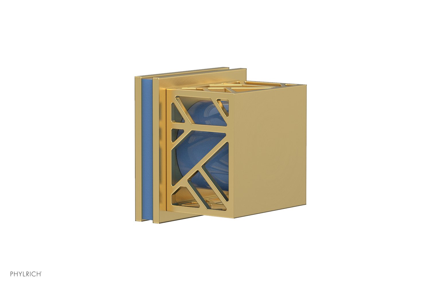 JOLIE Volume Control/Diverter Trim - Square Handle with "Light Blue" Accents 222-36