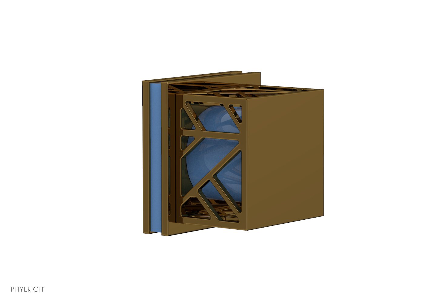 JOLIE Volume Control/Diverter Trim - Square Handle with "Light Blue" Accents 222-36