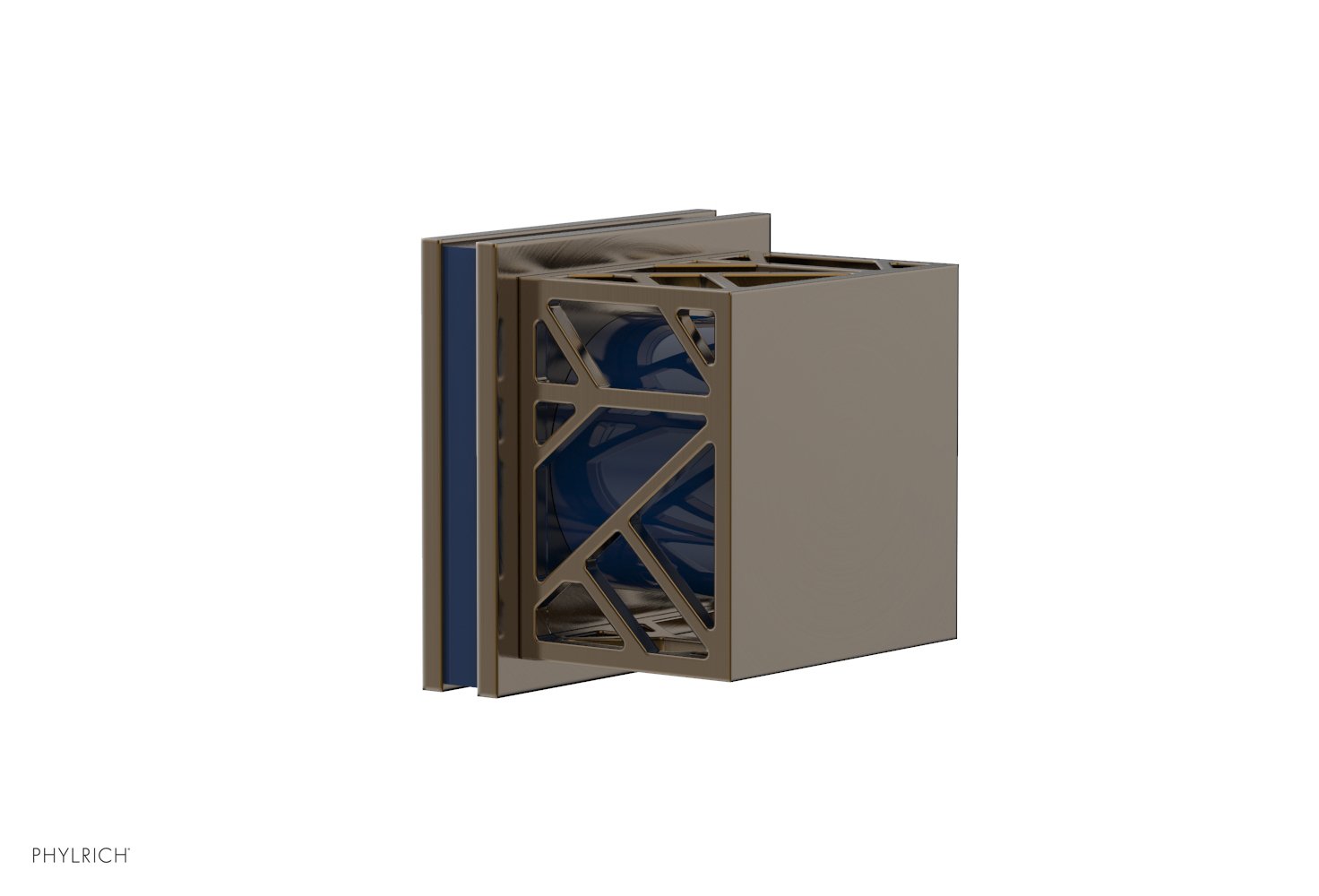 JOLIE Volume Control/Diverter Trim - Square Handle with "Navy Blue" Accents 222-36