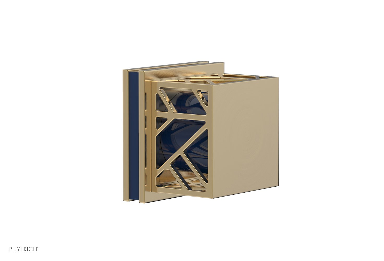 JOLIE Volume Control/Diverter Trim - Square Handle with "Navy Blue" Accents 222-36