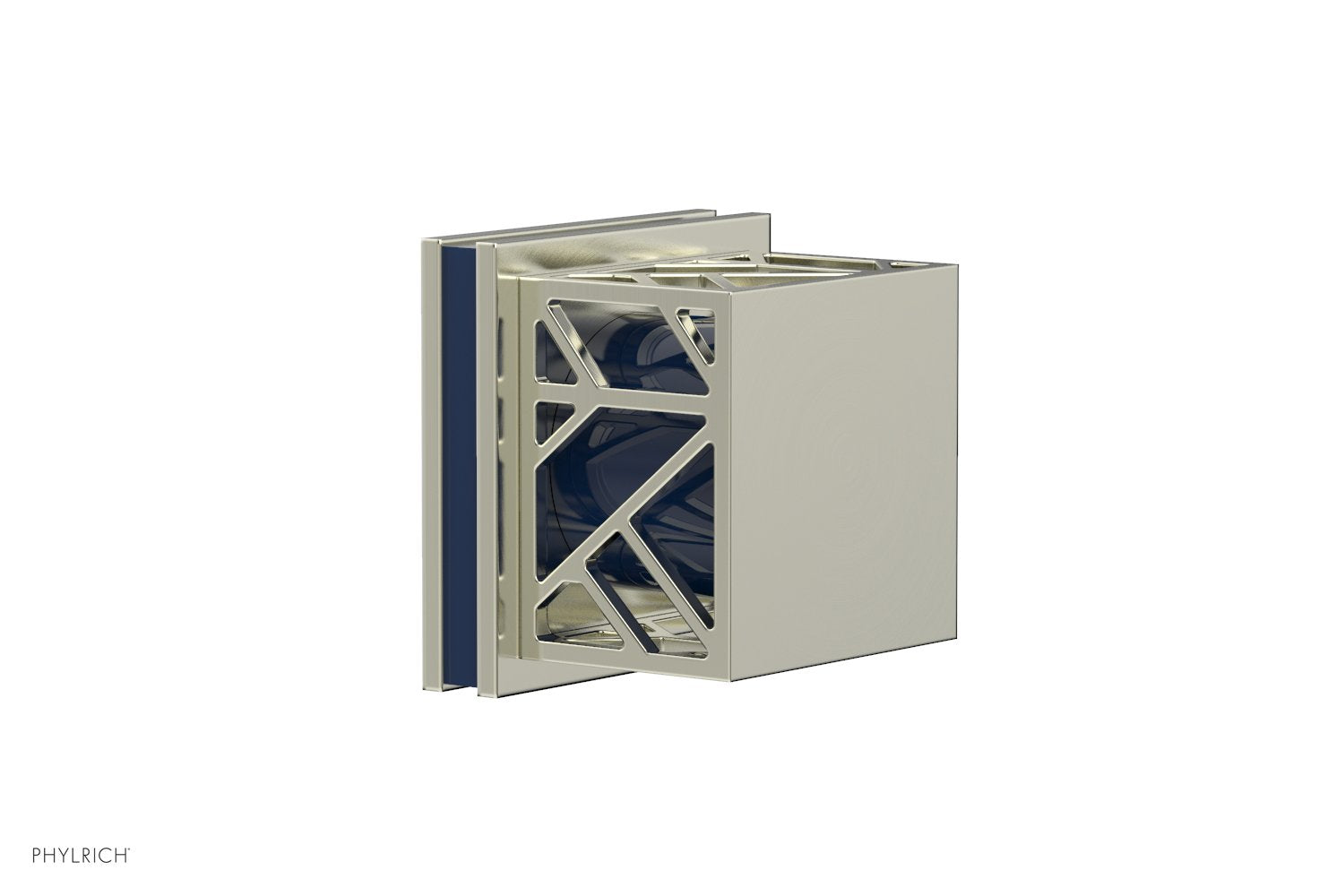 JOLIE Volume Control/Diverter Trim - Square Handle with "Navy Blue" Accents 222-36