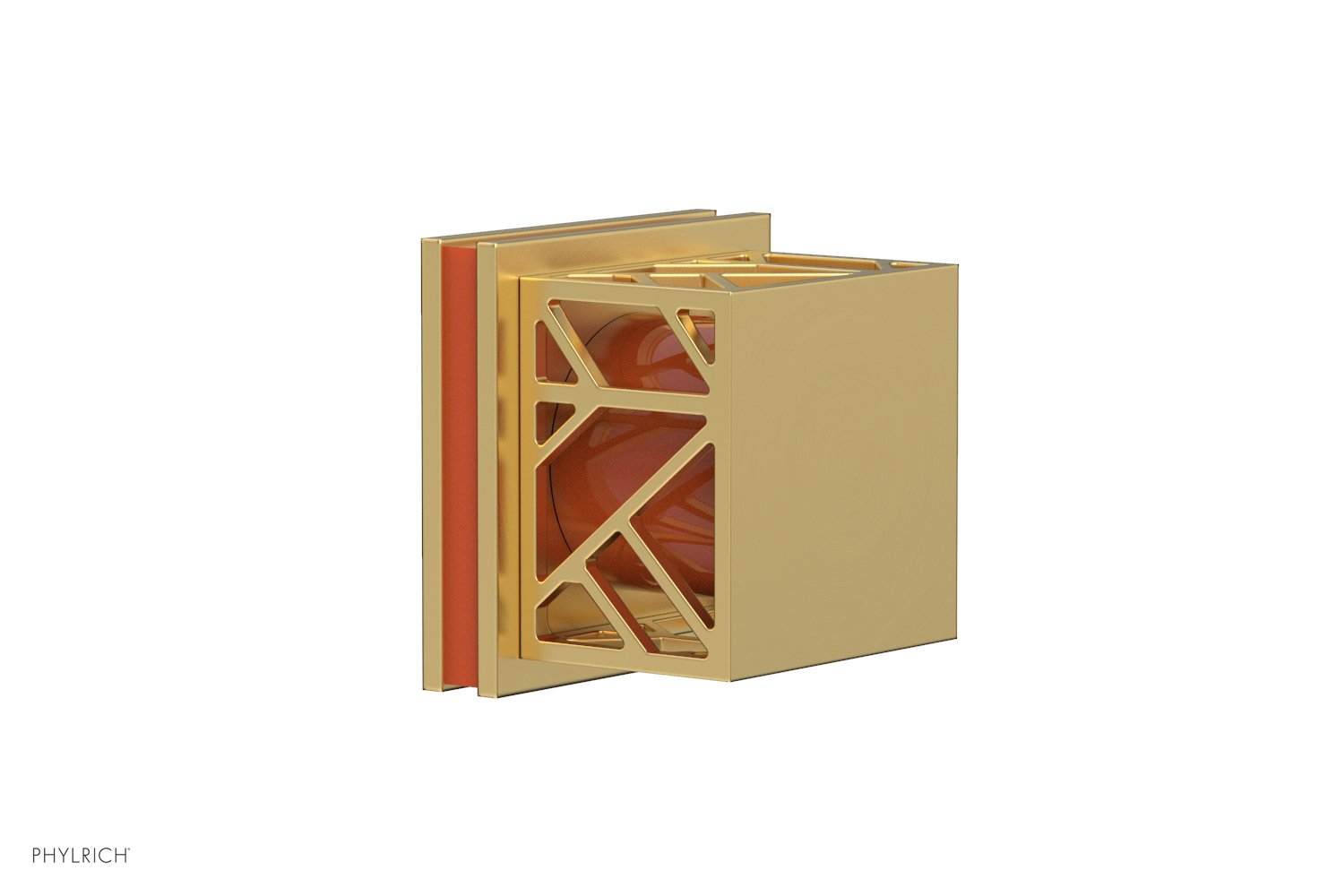 JOLIE Volume Control/Diverter Trim - Square Handle with "Orange" Accents 222-36