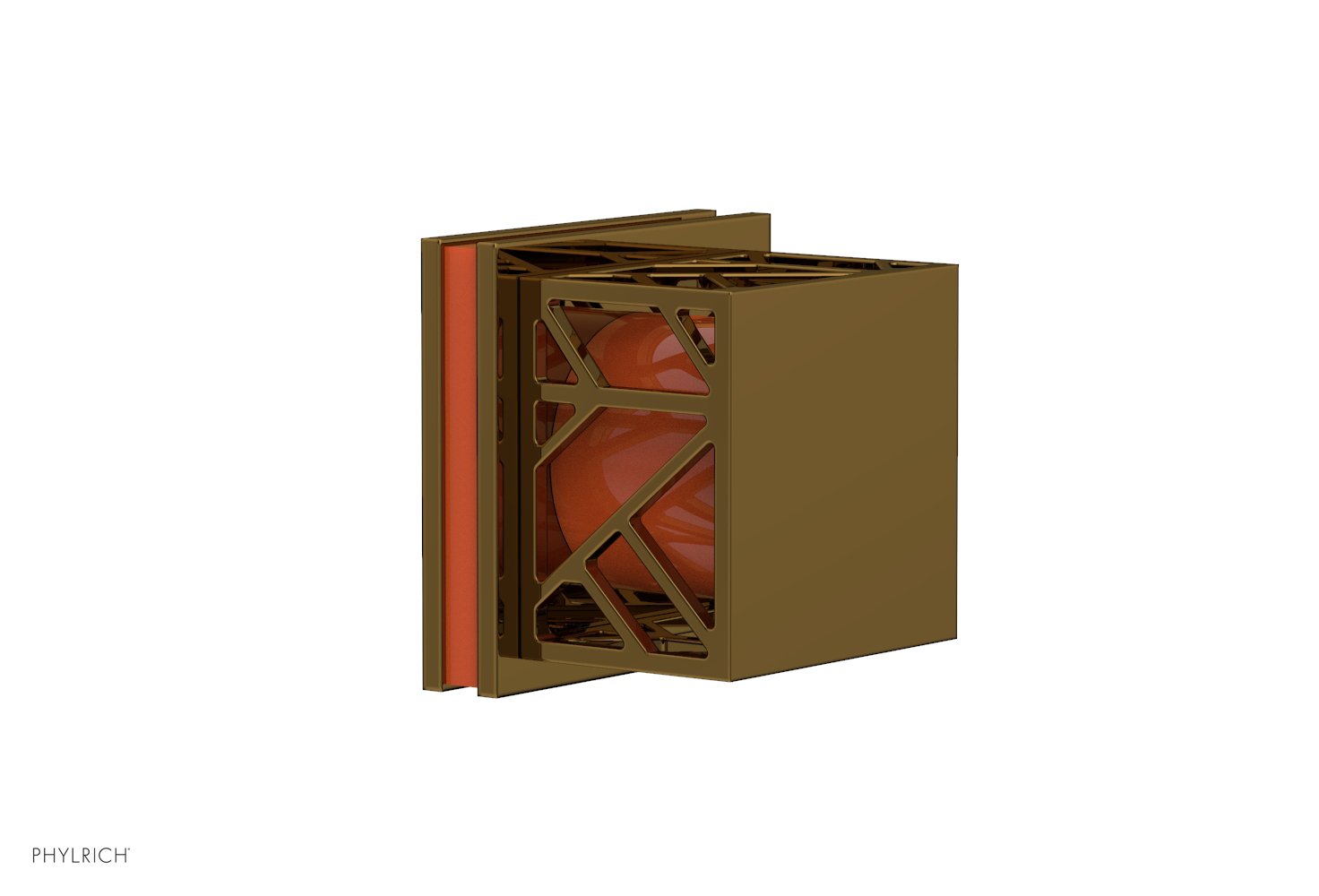 JOLIE Volume Control/Diverter Trim - Square Handle with "Orange" Accents 222-36