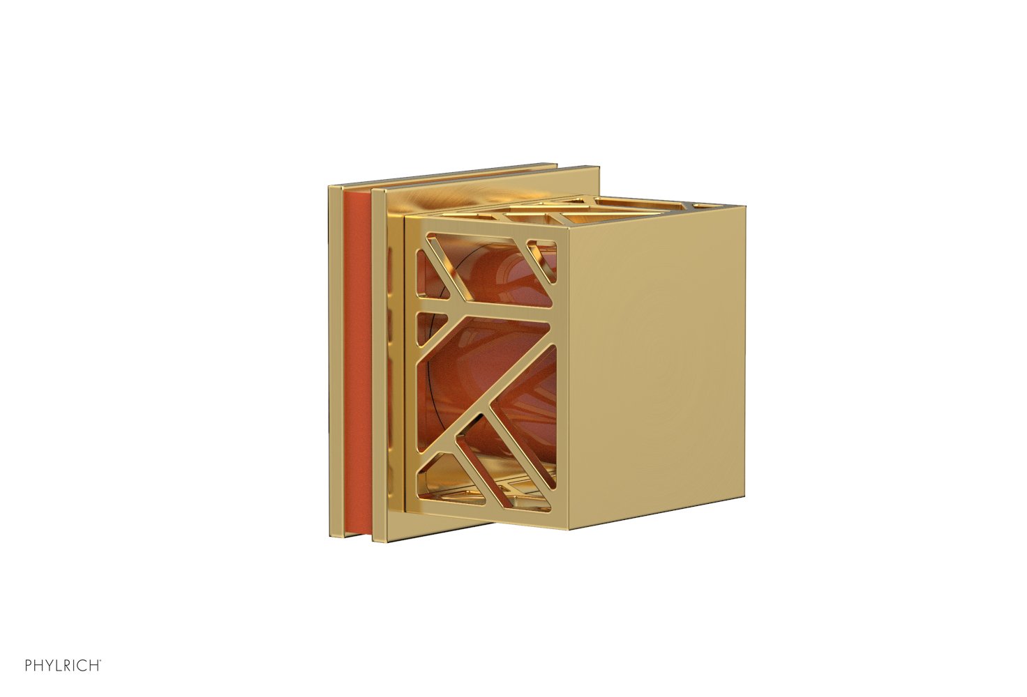 JOLIE Volume Control/Diverter Trim - Square Handle with "Orange" Accents 222-36