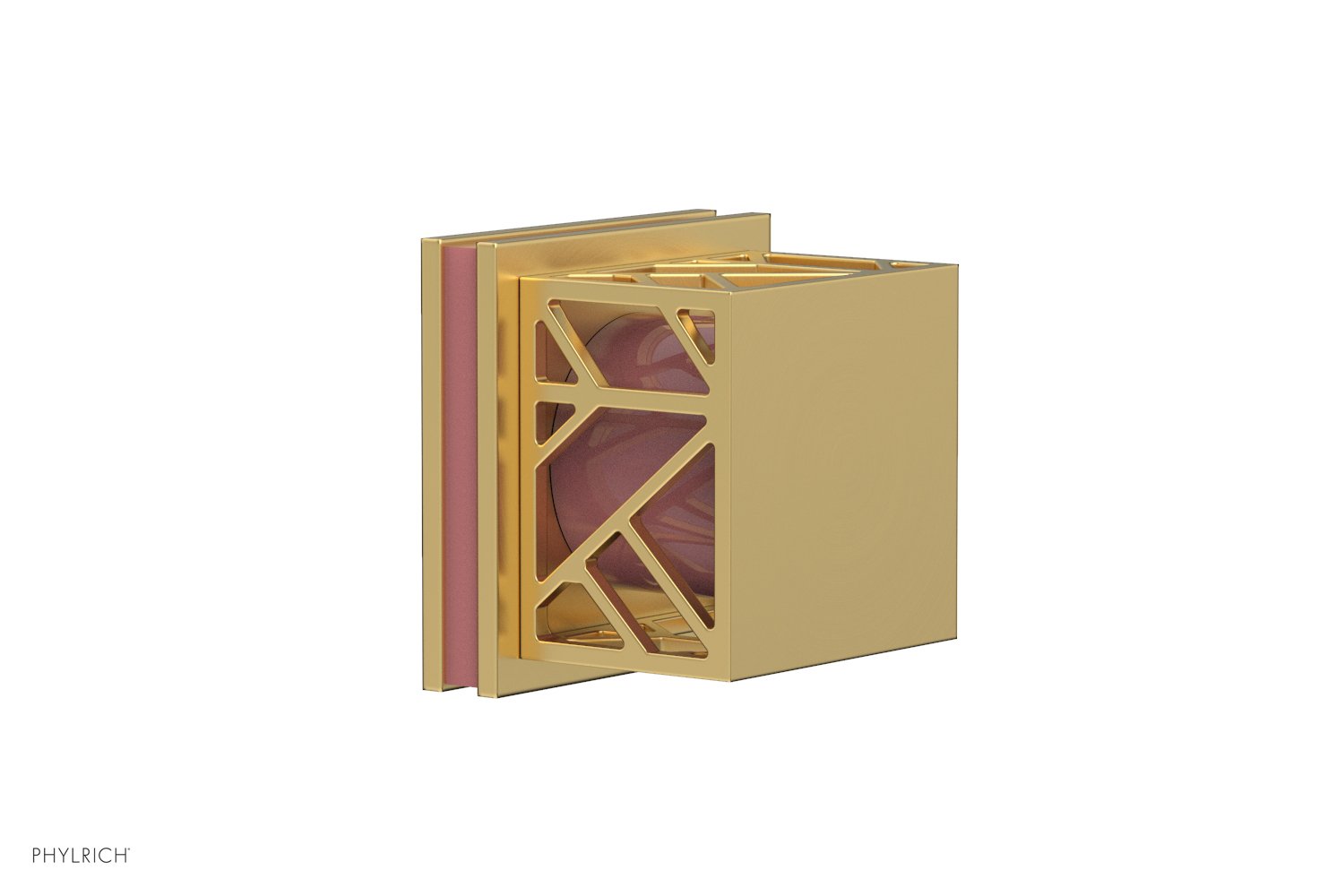 JOLIE Volume Control/Diverter Trim - Square Handle with "Pink" Accents 222-36