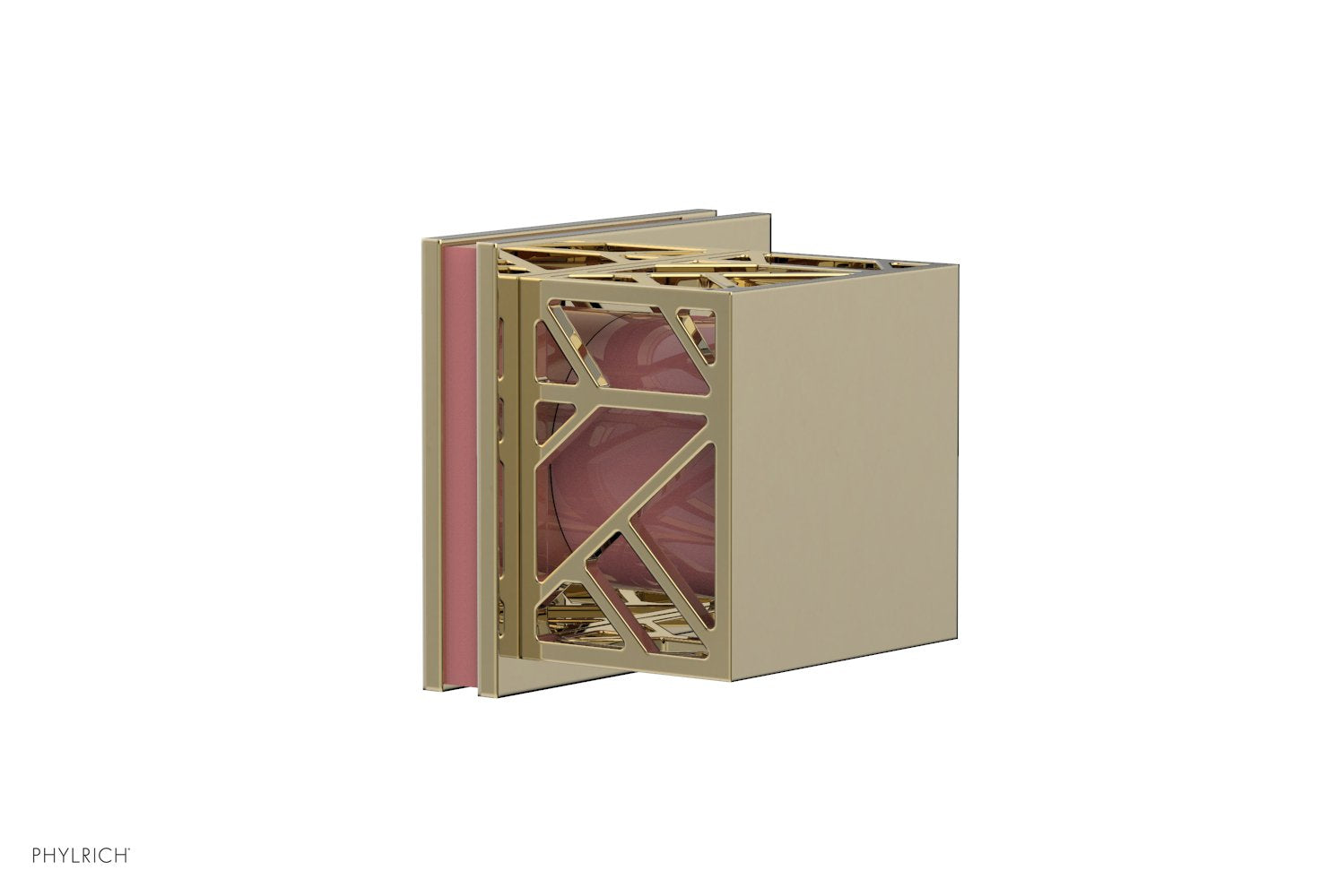 JOLIE Volume Control/Diverter Trim - Square Handle with "Pink" Accents 222-36