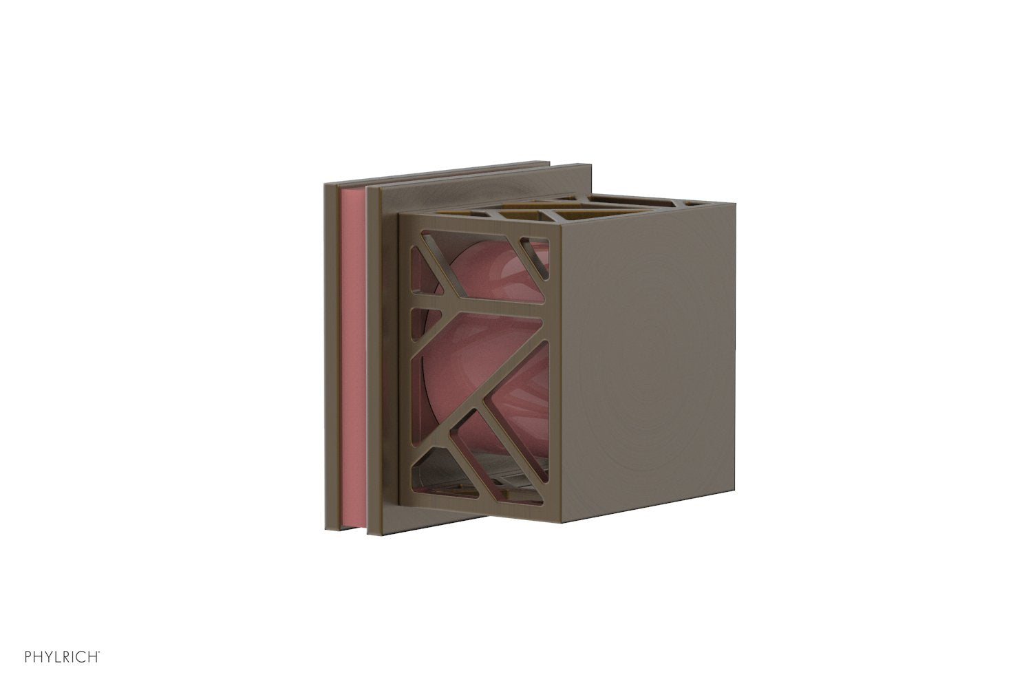 JOLIE Volume Control/Diverter Trim - Square Handle with "Pink" Accents 222-36
