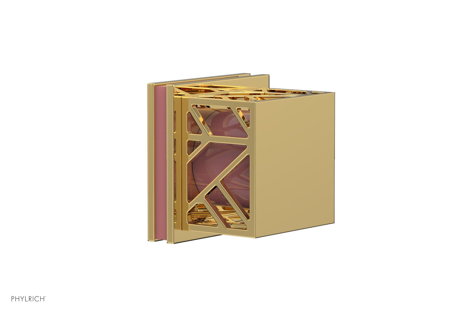 JOLIE Volume Control/Diverter Trim - Square Handle with "Pink" Accents 222-36