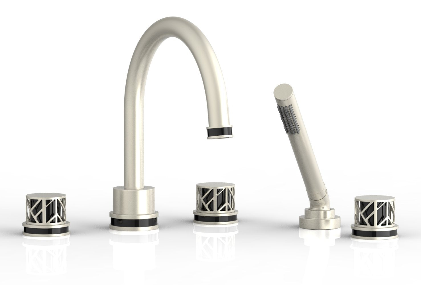 JOLIE Deck Tub Set with Hand Shower - Round Handles with "Black" Accents 222-48