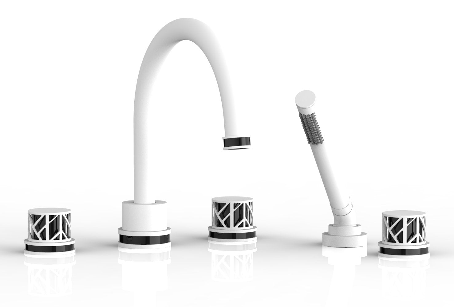 JOLIE Deck Tub Set with Hand Shower - Round Handles with "Black" Accents 222-48