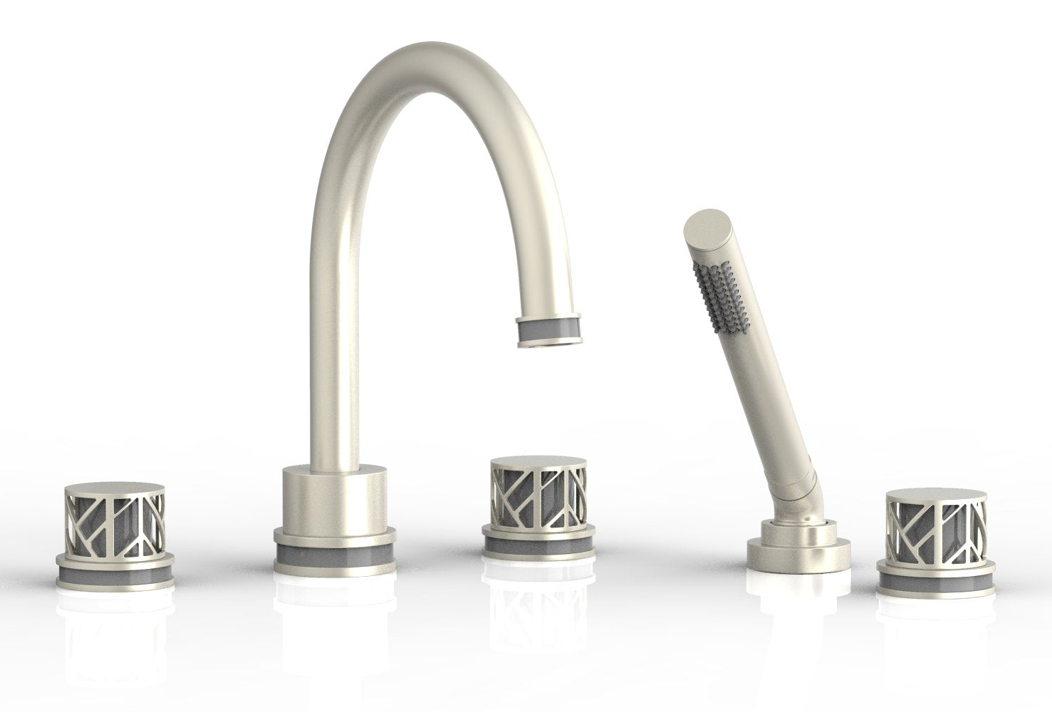 JOLIE Deck Tub Set with Hand Shower - Round Handles with "Grey" Accents 222-48